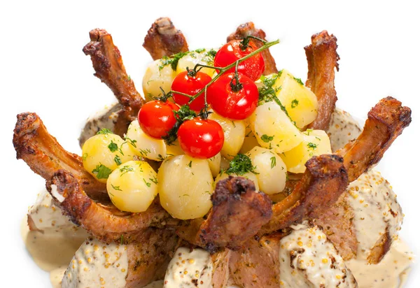 Delicious roasted pork with potatoes — Stock Photo, Image