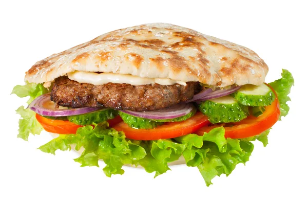 Pitta with hamburger — Zdjęcie stockowe