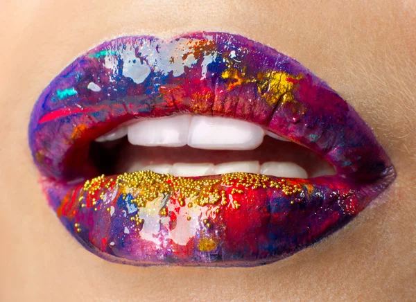 Maquiagem de arte de lábios — Fotografia de Stock
