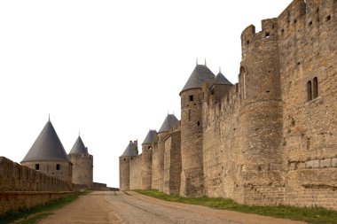 ortaçağ şehir üzerinde beyaz izole carcassonne