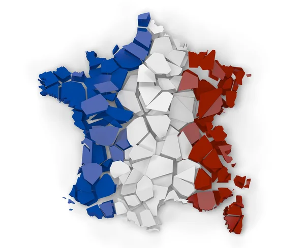 Gebroken kaart van Frankrijk — Stockfoto
