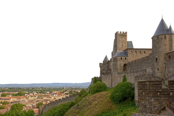Ortaçağ şehir üzerinde beyaz izole carcassonne — Stok fotoğraf