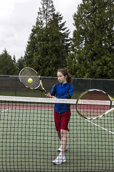Tennis Backhand Volley per Lefthand Player — Foto Stock