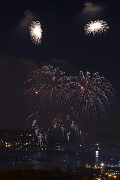Fireworks on Lake Union Washington — Stock Photo, Image