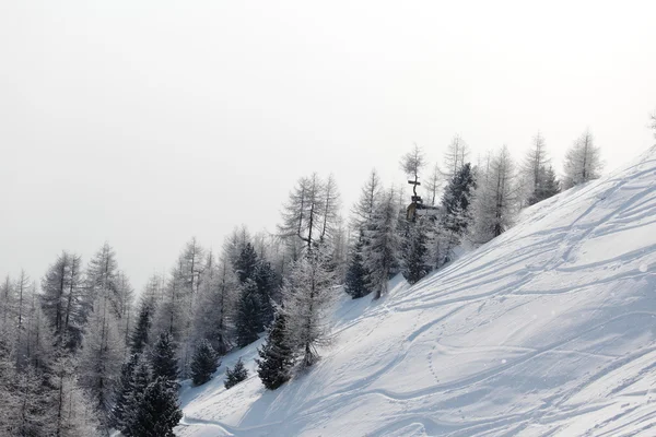 Rastros de esquí en la nieve — Foto de Stock