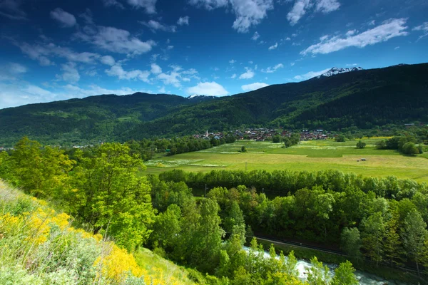 Dolina góra w Szwajcarii — Zdjęcie stockowe