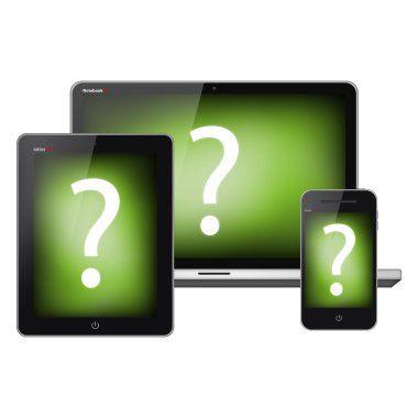 tablet pc, cep telefonu ve laptop beyaz zemin üzerine izole