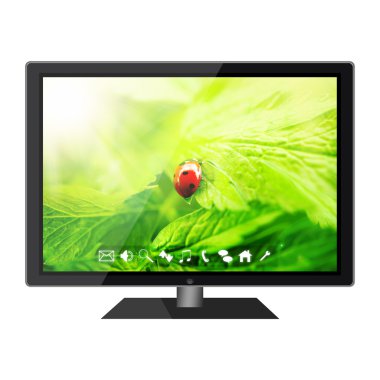 Modern düz lcd tv beyaz zemin üzerine izole.