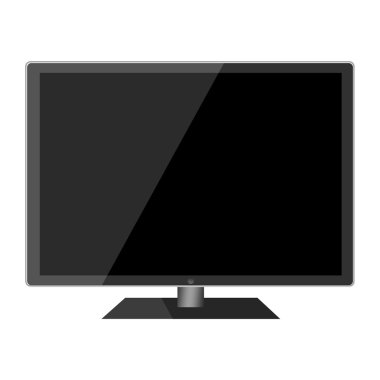 Flat LCD TV with black screen isolated on white clipart