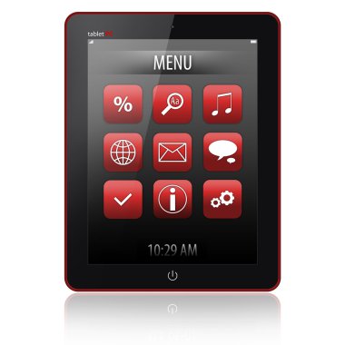 Boş ekranlı tablet pc beyaz arkaplanda izole edildi