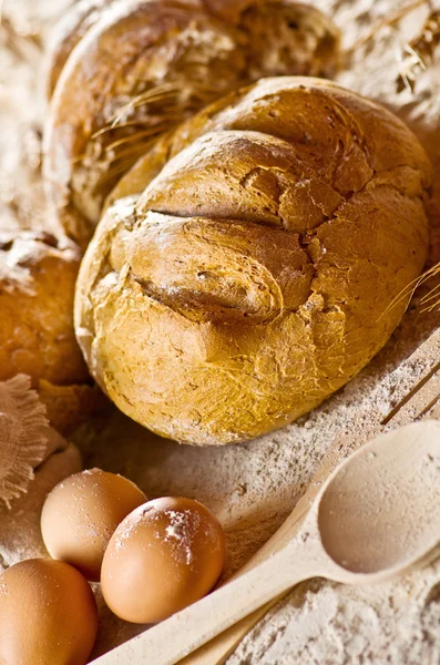 Bodegón rural con pan — Foto de Stock