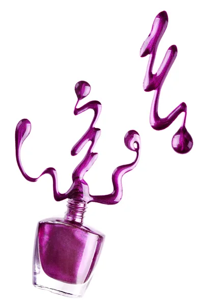 Фиолетовый лак для ногтей на изолированном белом фоне — стоковое фото