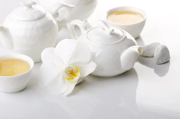 Witte thee stilleven — Stockfoto
