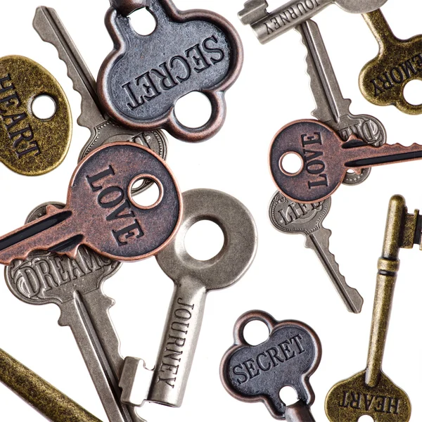 Vintage keys elszigetelt fehér background — Stock Fotó