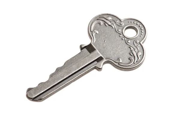 Silver key isolerad på vit bakgrund — Stockfoto
