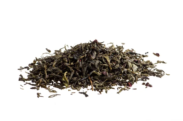 Hojas de té verde aisladas sobre fondo blanco —  Fotos de Stock