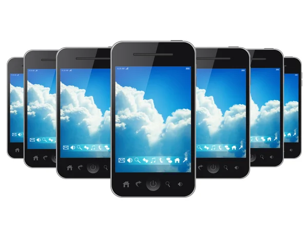 Mobiltelefon isolerad på vit bakgrund — Stockfoto