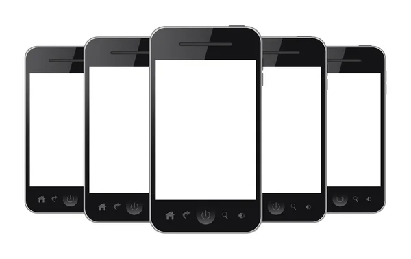 Teléfono móvil con pantalla en blanco aislado sobre fondo blanco — Foto de Stock