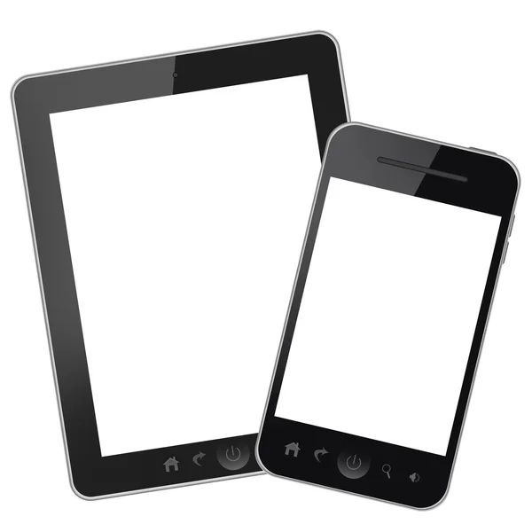 PC tableta con pantalla en blanco aislado sobre fondo blanco —  Fotos de Stock