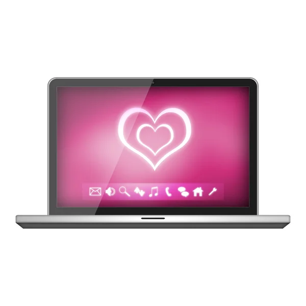 Laptop and communicator isolated on white background — Stock Photo, Image