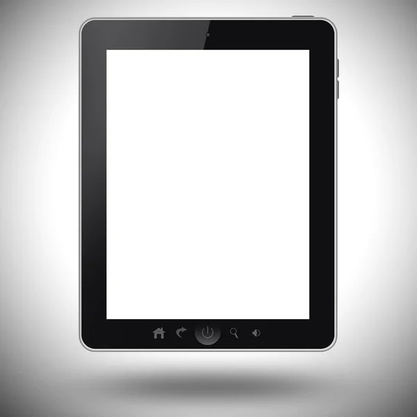 Tablet PC con pantalla en blanco aislada sobre fondo gris — Foto de Stock