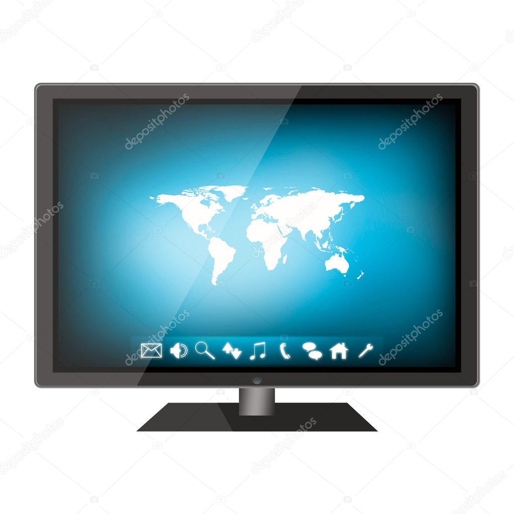 Modern flat lcd tv isolated on white background