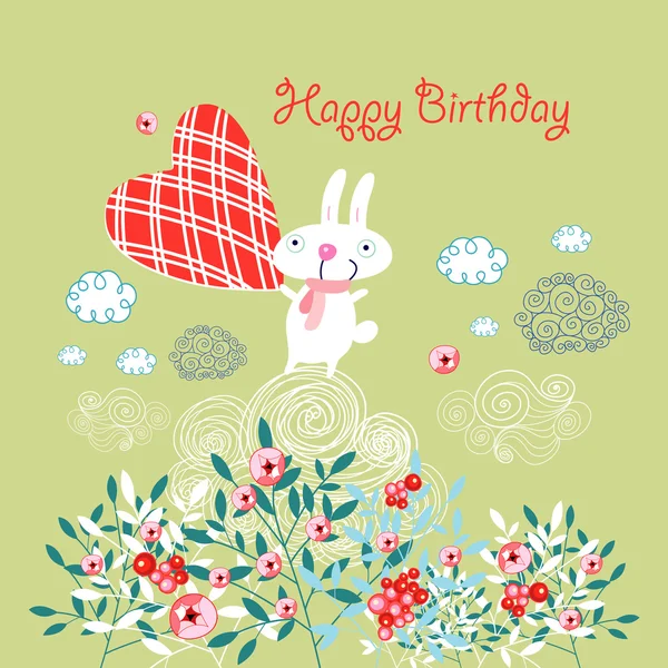 Greeting card with a bunny — Stock Vector