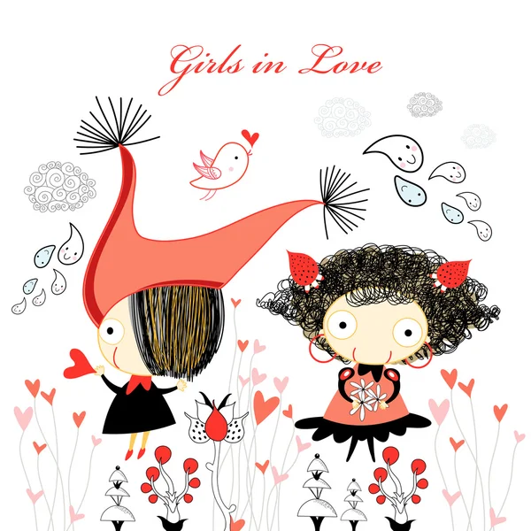 Les filles amoureuses — Image vectorielle
