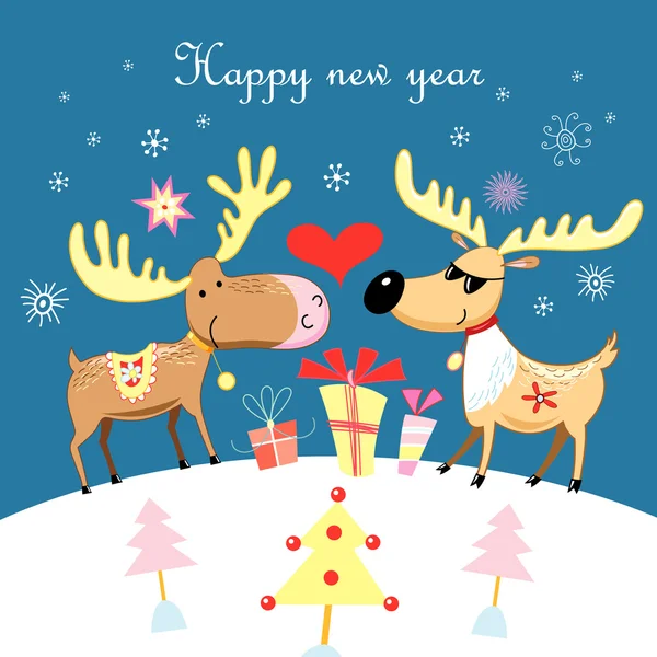 Christmas card with a moose — Stock Vector