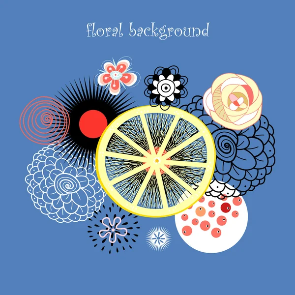 Floral background with lemon — Stock Vector