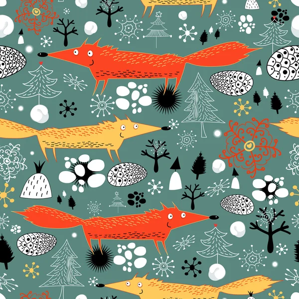 Textura de invierno con zorros — Archivo Imágenes Vectoriales