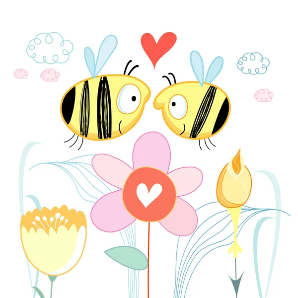 मधुमक्खियों प्यार — स्टॉक वेक्टर