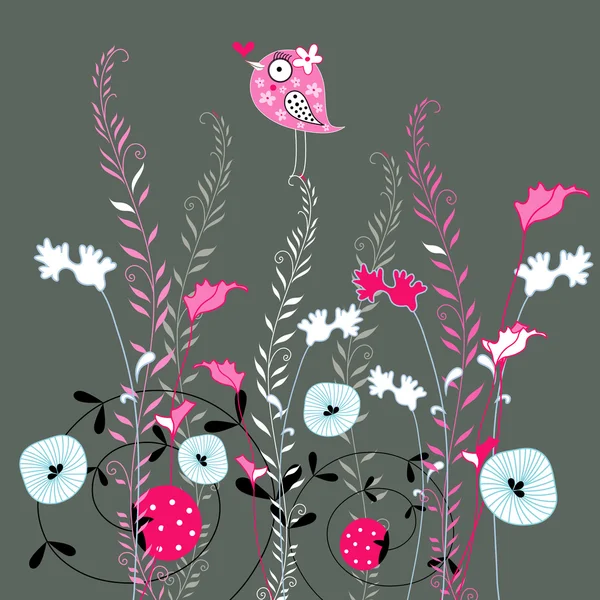Amour des plantes et des oiseaux — Image vectorielle