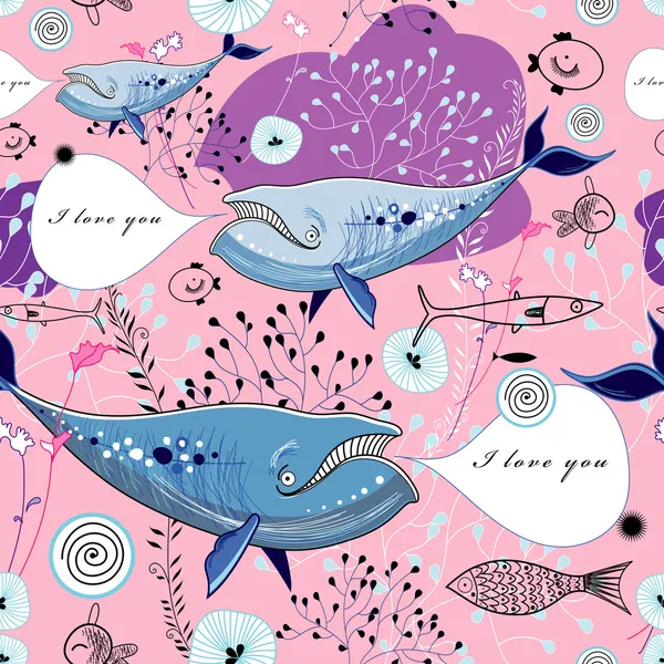 Texture of singing whales — Stock Vector
