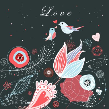 Floral background with birds clipart