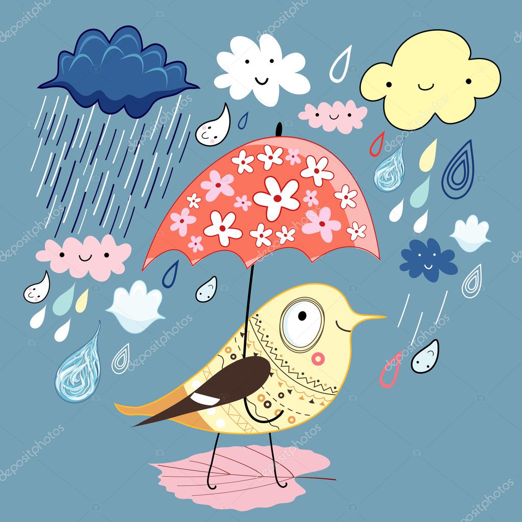 Bird under the umbrella Stock Vector Image by ©tanor #11812284