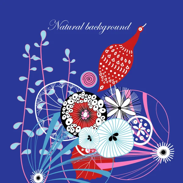 Floraler Hintergrund mit Vogel — Stockvektor