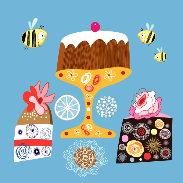 Gâteaux décoratifs lumineux — Image vectorielle