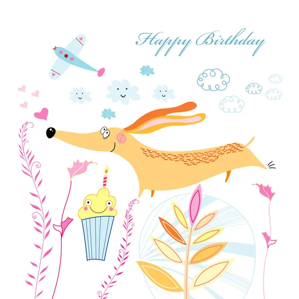 Greeting card with a dog — Stock Vector