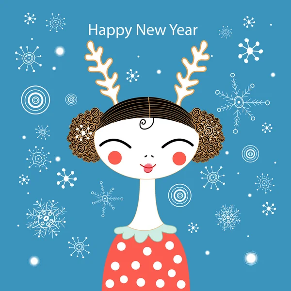 Winter greeting card with a girl — Stock Vector