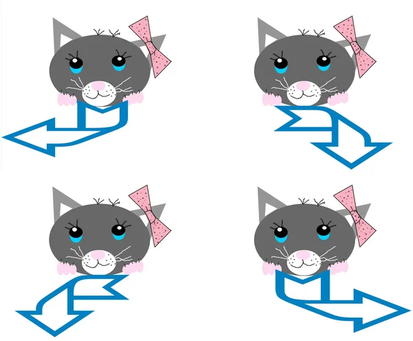 Eine Sammlung von Katzen mit blauen Pfeilen — Stockfoto