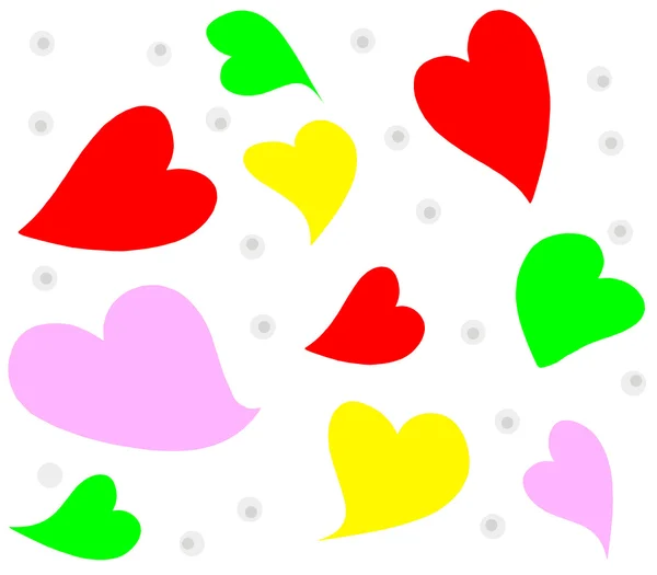 En vacker bakgrund med flerfärgade hjärtan — Stockfoto