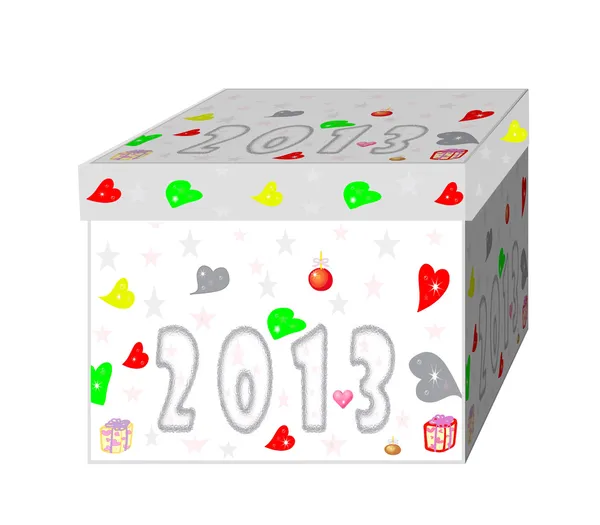 La caja de regalo con 2013 año nuevo sobre un fondo blanco — Foto de Stock