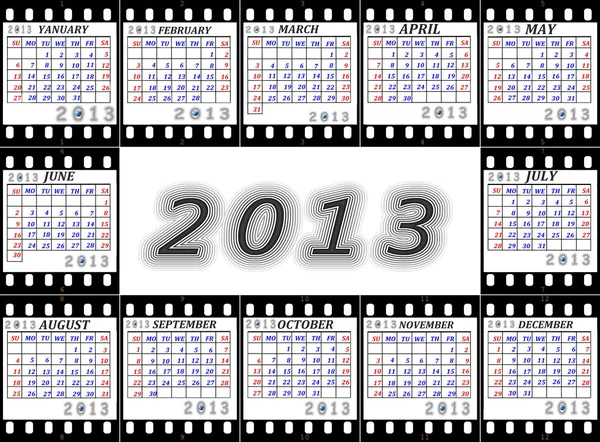 Een kalender op 2013 is Engels op een film — Stockfoto