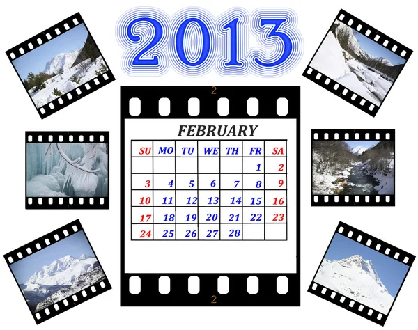 Februari, 2013 på en film med bilder — Stockfoto