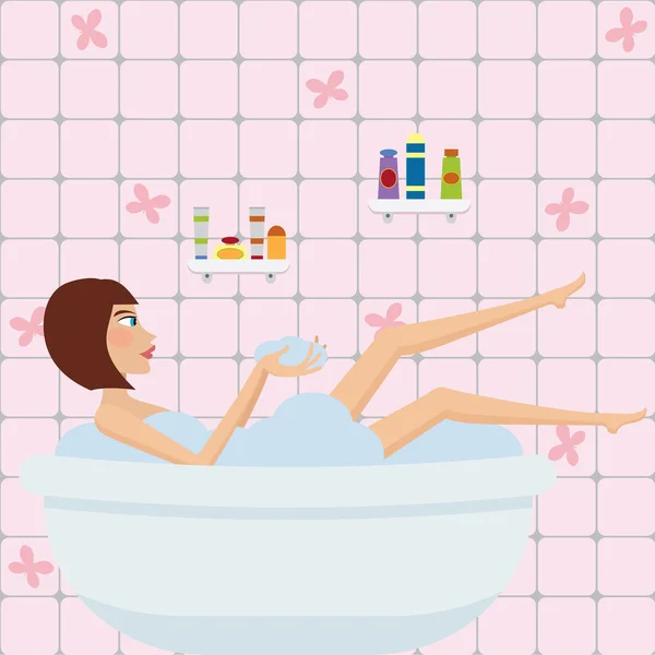 Красива дівчина у ванній . — стоковий вектор