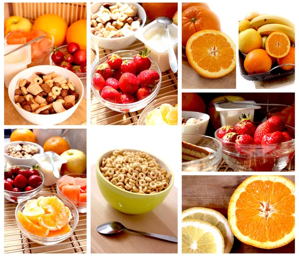 Breakfast with fruits cereals
