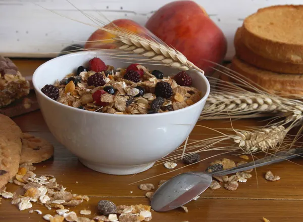 Muesli breakfast rich in fiber — Stock Photo, Image