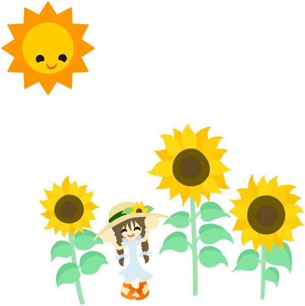 Surrounded by sunflowers — Stock Vector