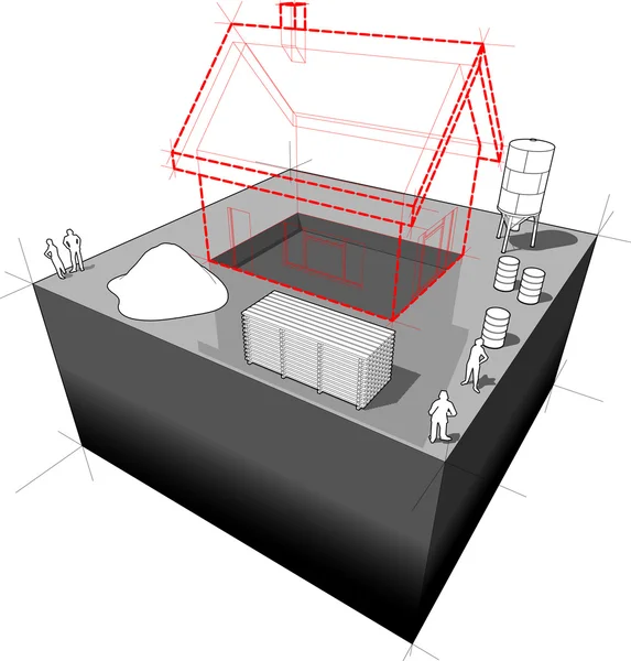 House under construction diagram — Stock Vector
